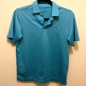 Vineyard vines boys M(12-14) perf Polo green & blu